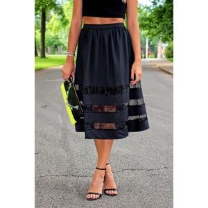 Black A-Line Sheer Panel Skirt